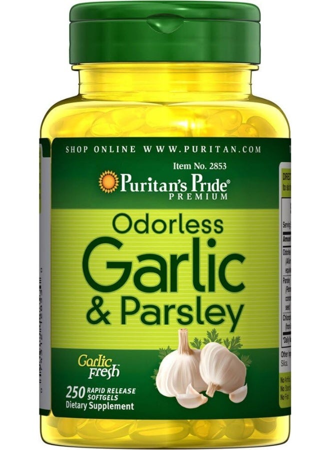 Puritan's Pride Odorless Garlic & Parsley 500 Mg / 100 Mg, 250 Count - Image 1